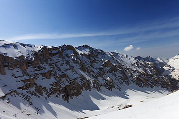 Image showing Snowy mountains at nice day