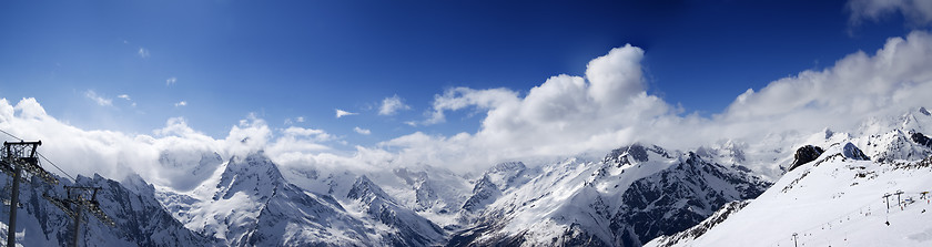 Image showing Panoramic view on ski slope in nice sun day