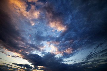 Image showing Multicolor fiery sunset sky at summer