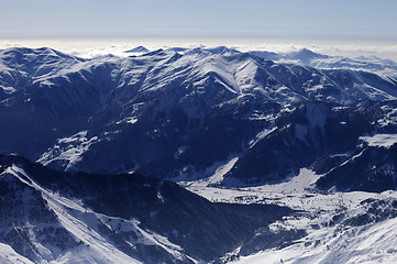 Image showing Top view on ski resort at evening