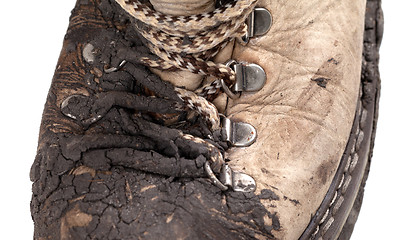 Image showing Part of old dirty trekking boot