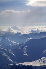 Image showing Winter mountains in evening haze