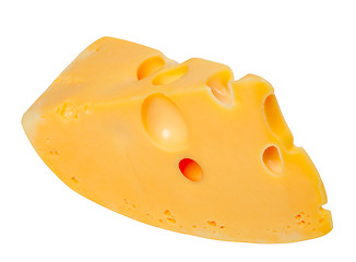 Image showing Piece of cheese on white background