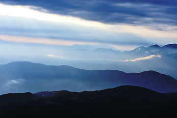 Image showing Mountain area sunrise