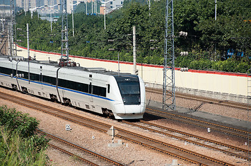 Image showing Train running on rail