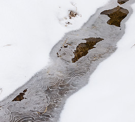 Image showing Stream, ice and snow