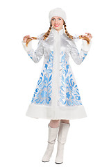 Image showing Woman in a suit of snow maiden