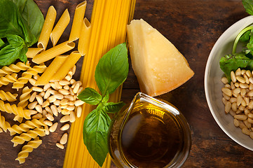 Image showing Italian basil pesto pasta ingredients