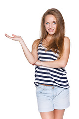 Image showing Teenager girl hipster showing blank copy space