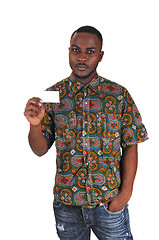 Image showing Black man holding business card.