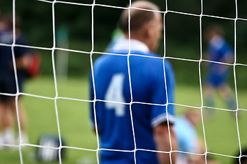 Image showing Football shot behind the net