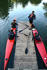 Image showing Two couples on  kayak