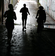 Image showing People jogging in a city