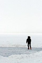Image showing Skater on  a lake in denmark in winter