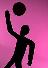 Image showing People silhouette playing volleyball