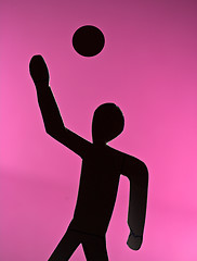 Image showing People silhouette playing volleyball