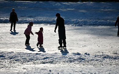 Image showing Skater on  a lake in denmark in winter