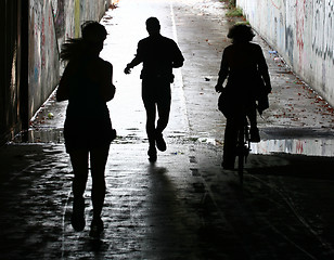 Image showing People jogging in a city