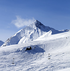 Image showing View on off piste ski slope