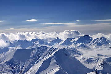 Image showing Cloudy mountains at evening