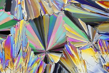 Image showing Microscopic view of sucrose crystals in polarized light