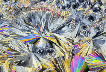 Image showing Microscopic view of sucrose crystals in polarized light