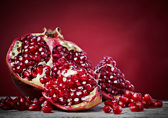 Image showing Pieces of pomegranate fruit