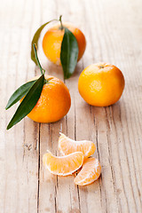 Image showing fresh tangerines with leaves
