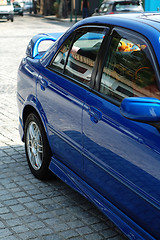 Image showing Rear view of blue sportive car