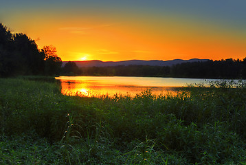 Image showing Sunset behind Blue Mountains Australia