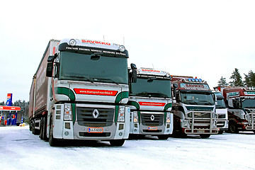 Image showing Two Renault Magnum Trucks In Winter