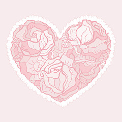 Image showing Heart of flowers roses.