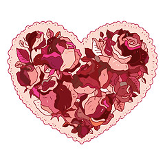 Image showing Heart of flowers roses.