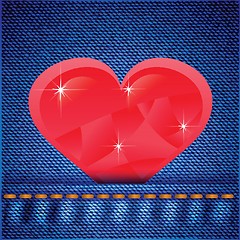 Image showing jeans background with heart