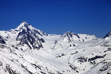 Image showing Winter Caucasus Mountains in nice sun day