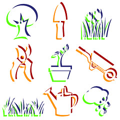 Image showing Set of garden icons. 