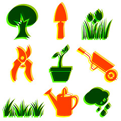 Image showing Set of garden icons. 