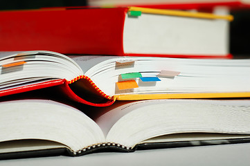 Image showing Piled books