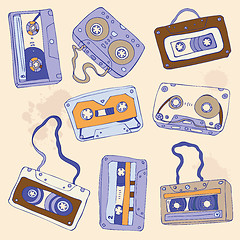 Image showing Set of retro cassette tapes