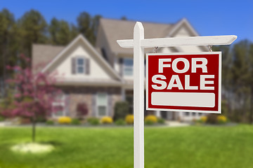 Image showing Home For Sale Sign in Front of New House