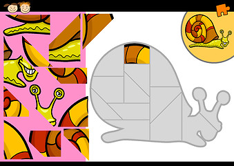 Image showing cartoon snail jigsaw puzzle game