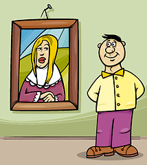 Image showing man in art gallery cartoon