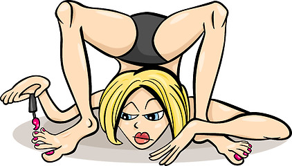 Image showing woman in yoga position humor cartoon