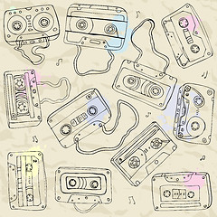 Image showing Set of retro cassette tapes