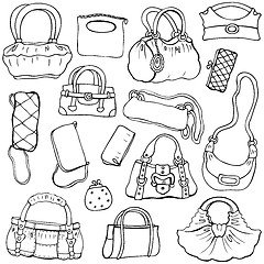 Image showing Women's handbags. Hand drawn Vector Set 2