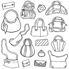 Image showing Women's handbags. Hand drawn Vector Set 3