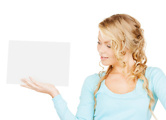 Image showing woman with blank board