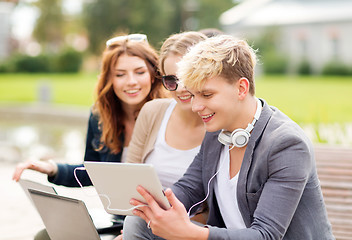 Image showing students or teenagers with laptop computers