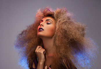 Image showing woman with long curly hair