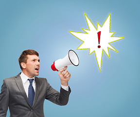 Image showing buisnessman with bullhorn or megaphone